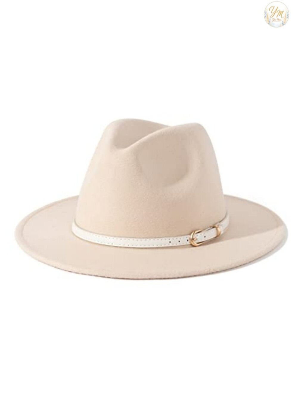 Women Felt Fedora Wide Brim Hat with Belt Buckle